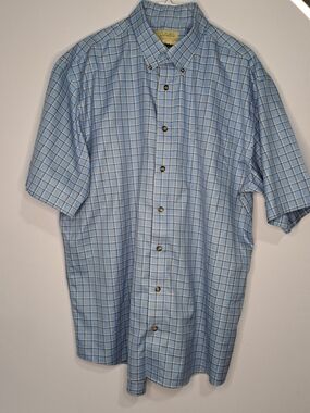 Cabela's Men's XL/ Tall Blue Plaid Cotton Button-Up Shirt Long Sleeve